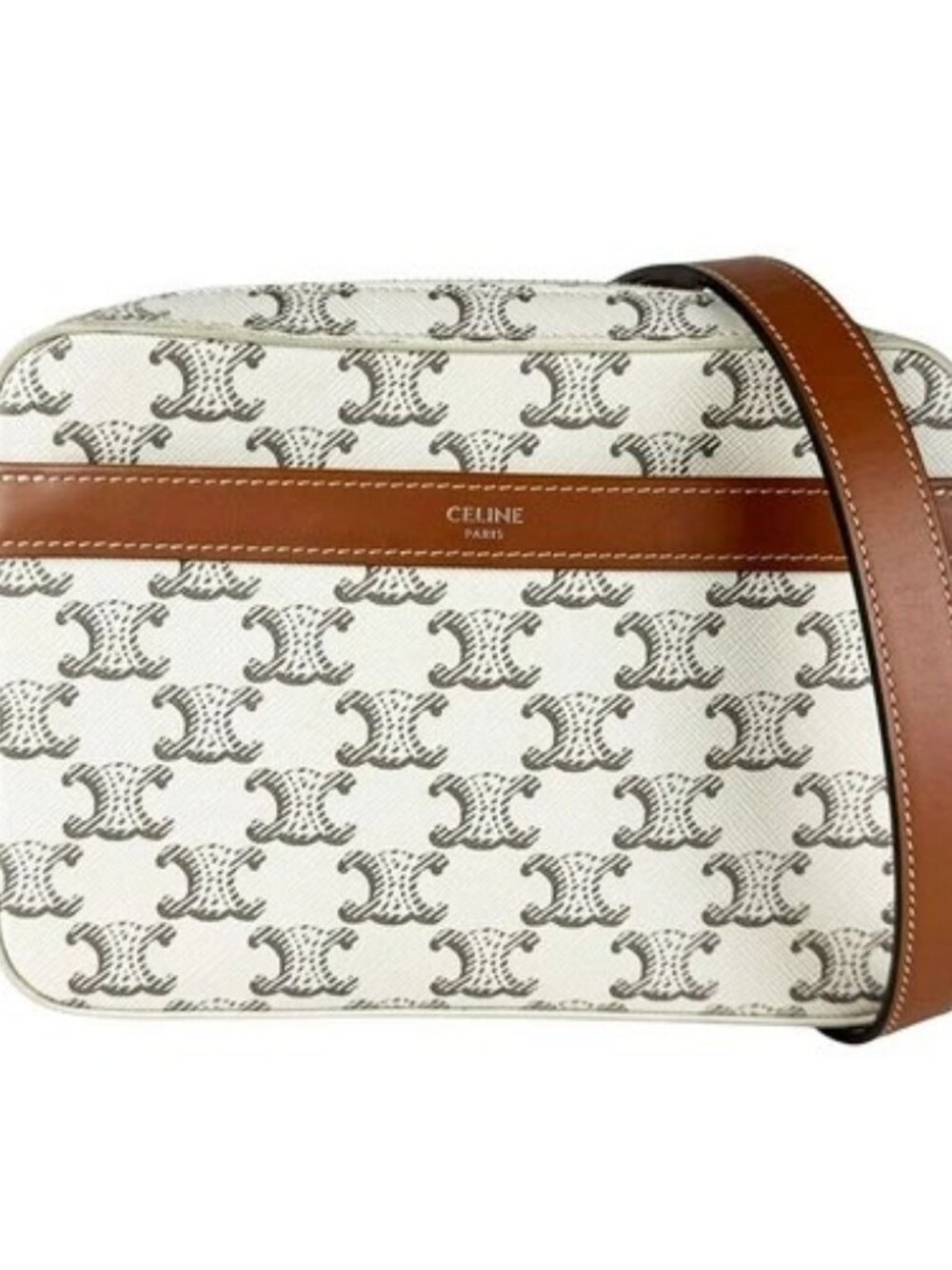 Auth CELINE Small Messenger Shoulder Bag Off White/Brown PVC/Leather - z10715